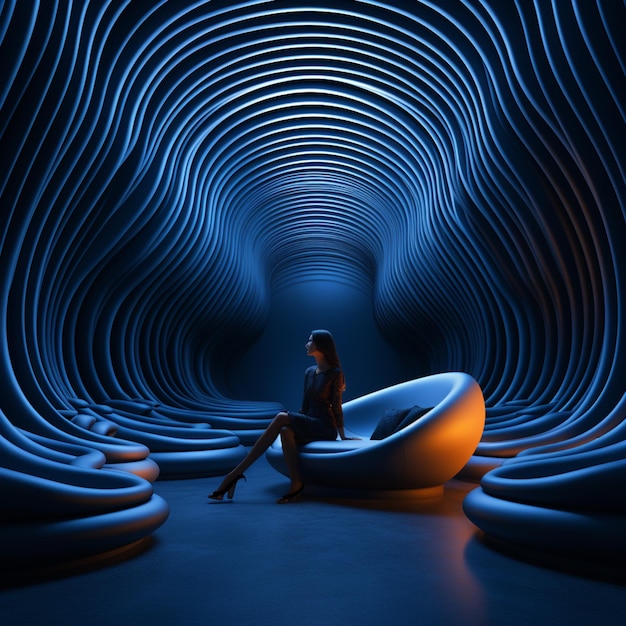 Image d'un homme assis sur un canapé dans un tunnel