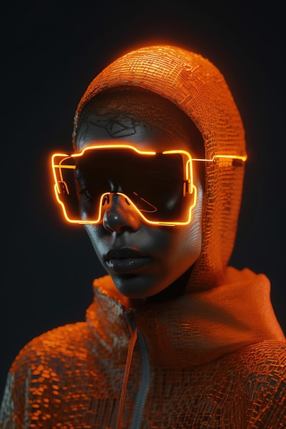 Portrait d'une fille cyberpunk scifi Femme futuriste hightech du futur