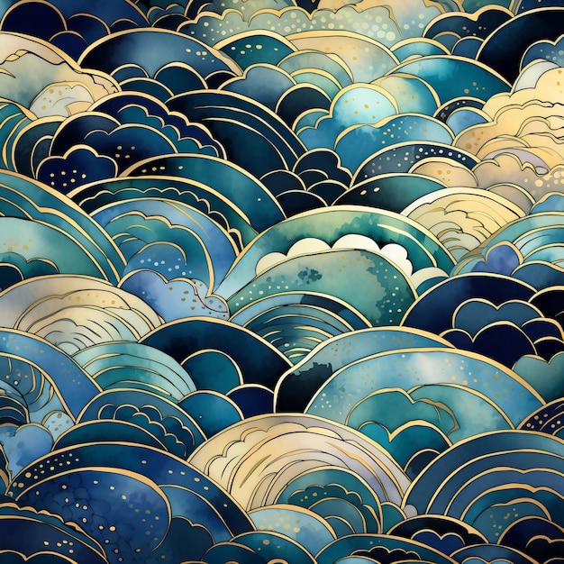 Premium Photo | Abstract Blue And Gold Background With Art ...