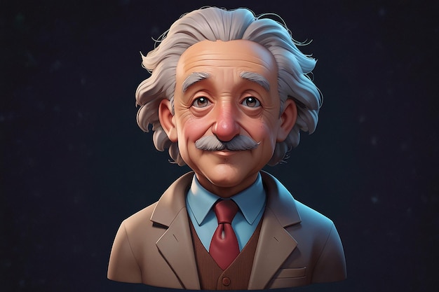 Albert Einstein 3D Cartoon Character | Premium AI-generated image