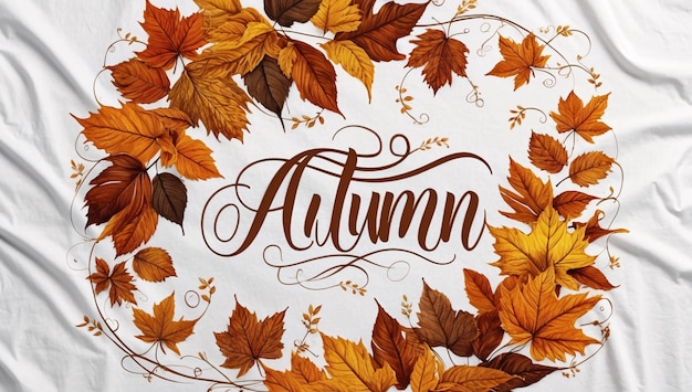 Foto lettere d'autunno con foglie con rami su sfondo bianco illustrazione ad alta definizione