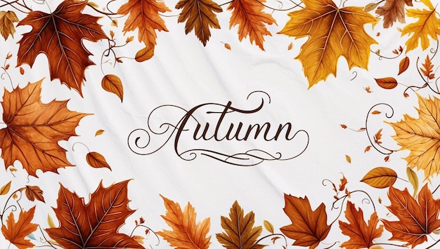 Foto lettere d'autunno con foglie con rami su sfondo bianco illustrazione ad alta definizione