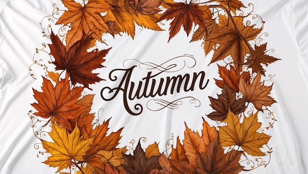 Foto lettere d'autunno con foglie con rami su sfondo bianco illustrazione ad alta definizione