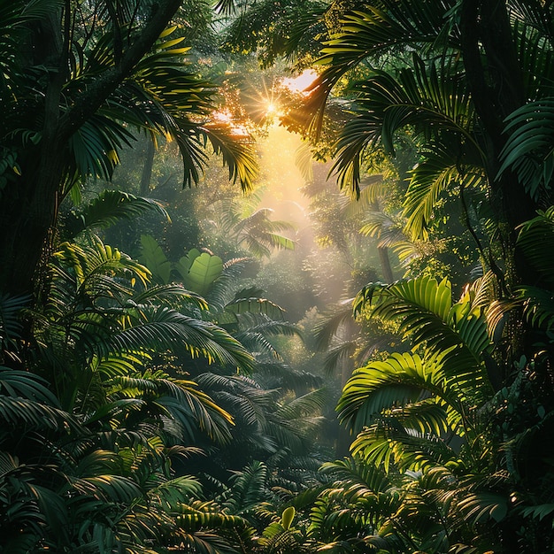 Foto bella fotografia verde all'interno della giungla