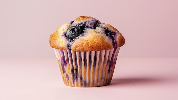 Foto mordi un mostruoso muffin di mirtilli fatto in casa