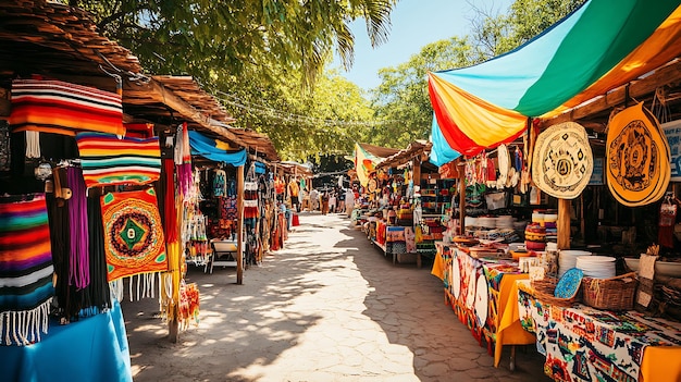 Foto un mercato colorato nel villaggio di persona