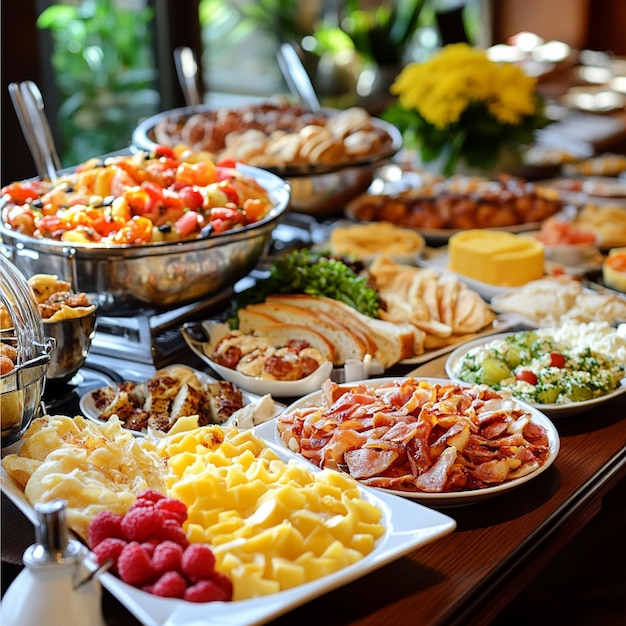 Foto colazione a buffet gratuita con una varietà di opzioni