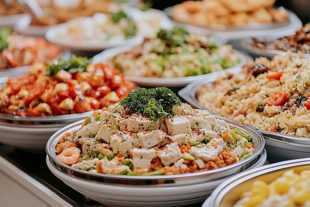 Foto delizioso buffet arcobaleno per le riunioni con snack foto