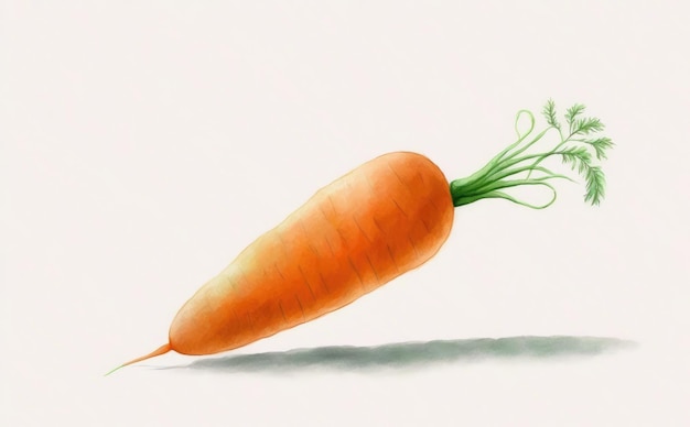 Foto una carota disegnata su sfondo bianco illustrazioni di verdure verdi ad acquerello ai generate