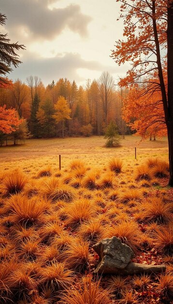 Foto un campo di erba con un cartello che dice autunno