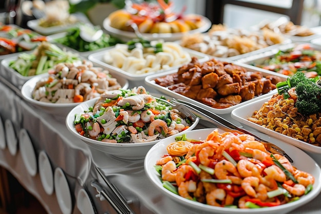 Foto buffet di cibo per il matrimonio in thailandia