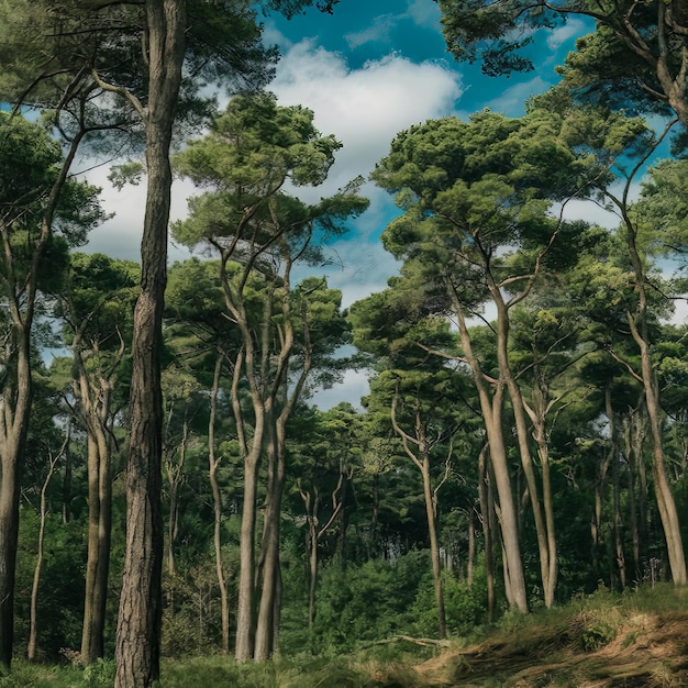 Foto mondo verde catturare la bellezza degli alberi pino verde albero sfondo natura