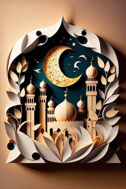 Illustration of the Holy Month of Ramadan with Islamic elements