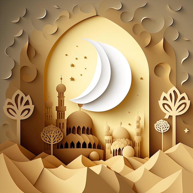 Illustration of the Holy Month of Ramadan with Islamic elements