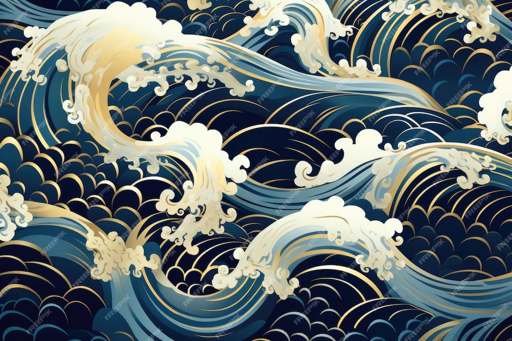 Premium AI Image | Japanese ocean wave graphic