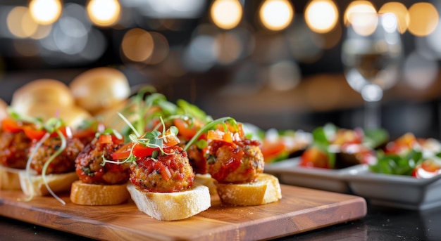 Foto appetiti di polpette su tavola di legno