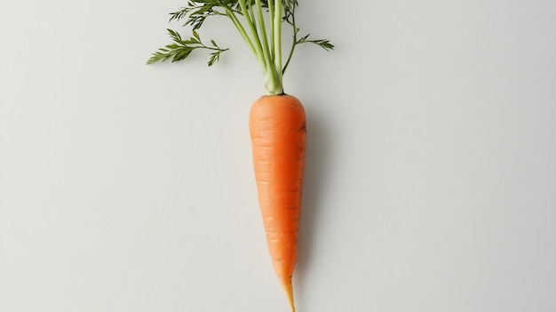 Foto poster minimalista con una singola carota arancione vivace daucus carota verdura popolare contro