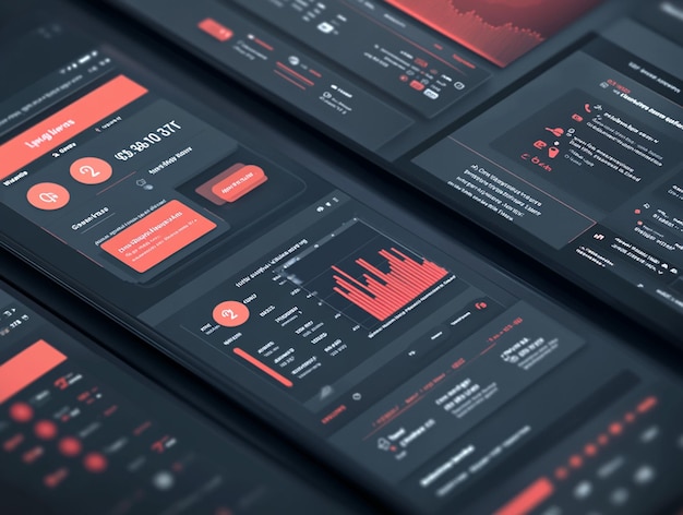 Foto dashboard di app mobili con tema scuro