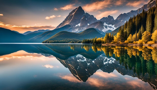 Foto lago con riflesso di cristallo