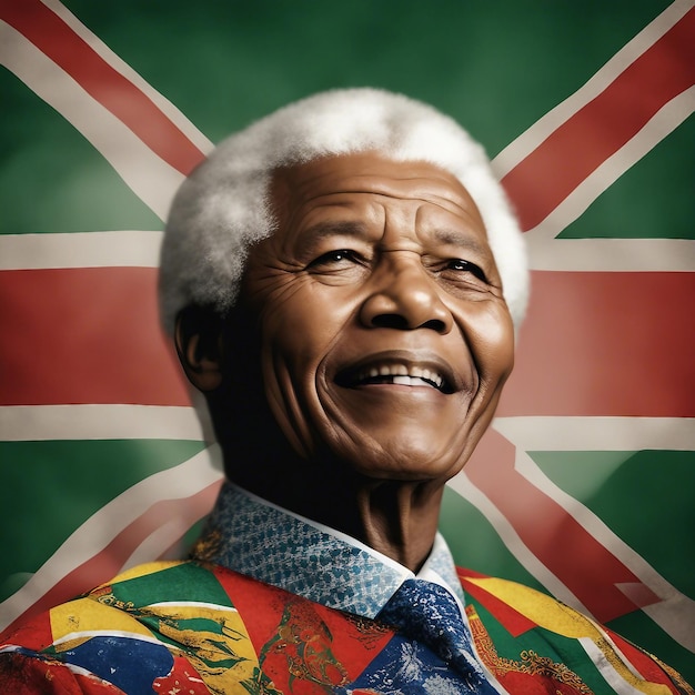 Premium AI Image | Nelson Mandela South Africa flag style digital art ...