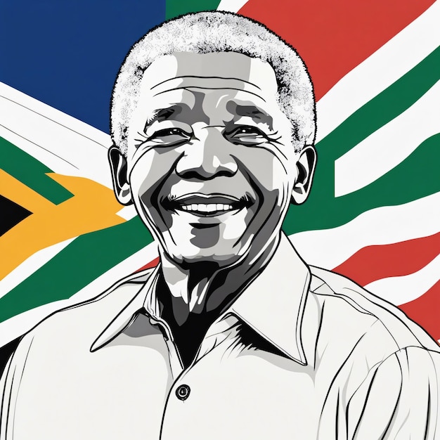 Premium AI Image | Nelson Mandela with South Africa flag style art