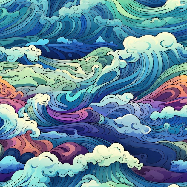 Premium AI Image | A painting of waves with the words 