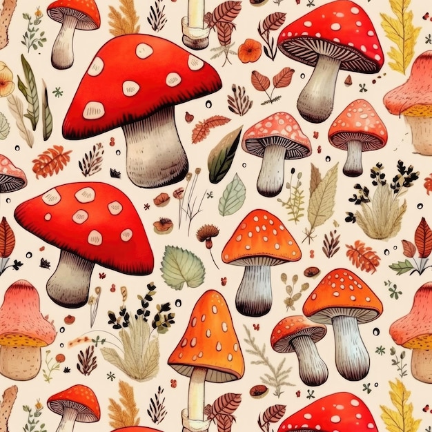 Premium AI Image | Patterns mushroom in the forest