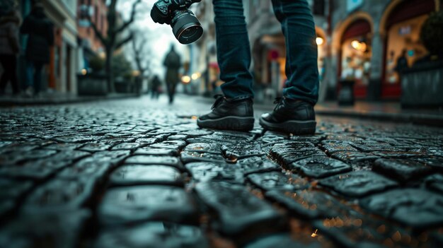 Foto un fotografo scatta una foto di una donna con una telecamera