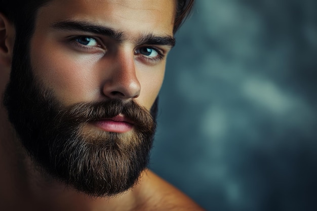 Foto ritratto di un uomo bello con la pelle perfetta e la bella barba