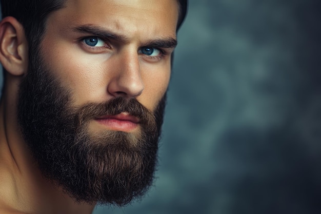 Foto ritratto di un uomo bello con la pelle perfetta e la bella barba