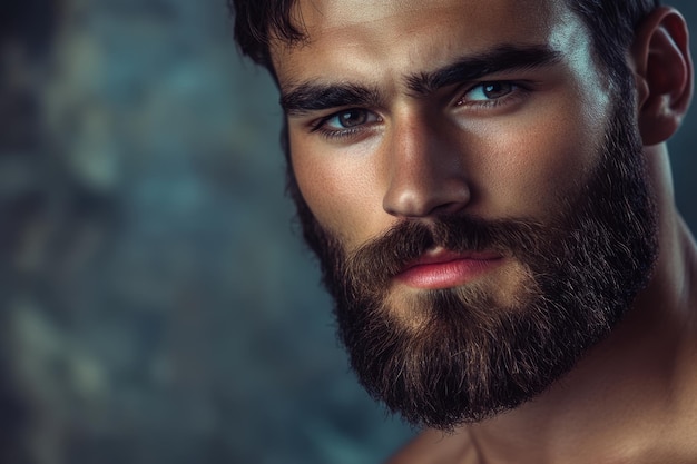 Foto ritratto di un uomo bello con la pelle perfetta e la bella barba