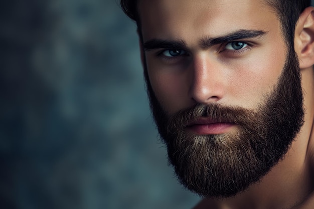 Foto ritratto di un uomo bello con la pelle perfetta e la bella barba