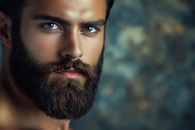 Foto ritratto di un uomo bello con la pelle perfetta e la bella barba