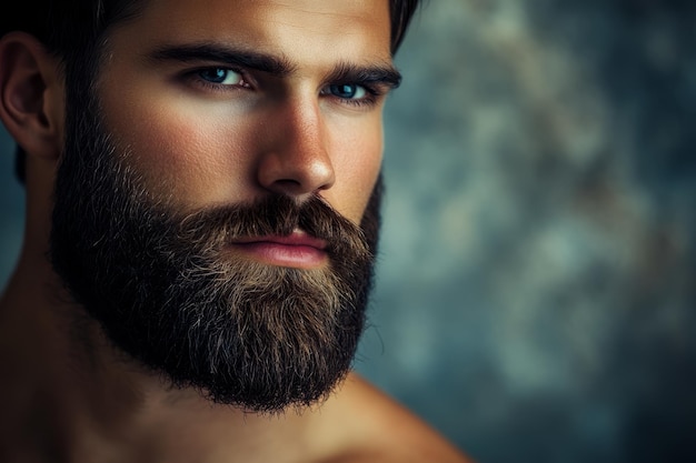 Foto ritratto di un uomo bello con la pelle perfetta e la bella barba