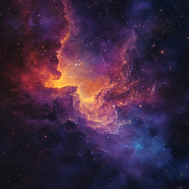 Foto una nebulosa viola con le parole 