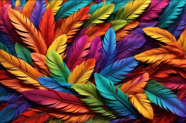 Premium Photo | Rainbow Feather Background Rainbow Colorful Feather ...