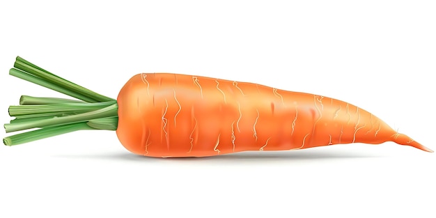 Foto illustrazione realistica di carota arancione con cime verdi