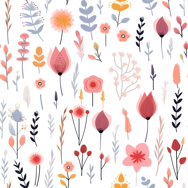 Premium AI Image | Seamless pattern with small flowers buds and tiny ...