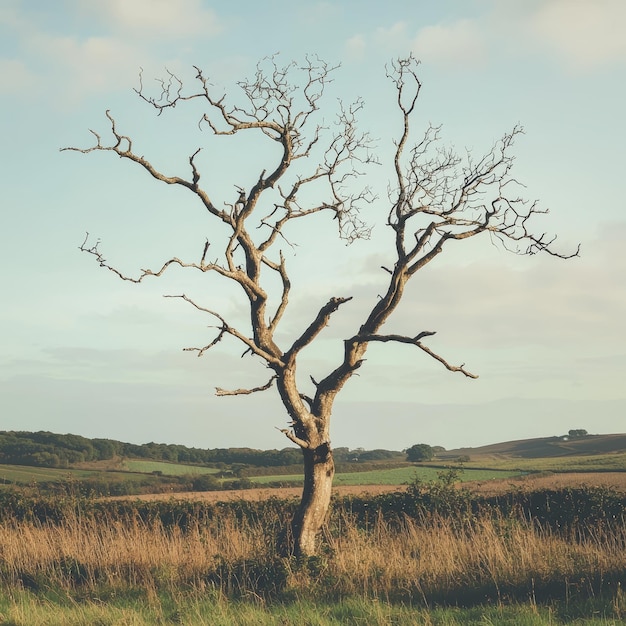 Foto una foto serena di un albero senza frutti ideale per la natura e i concetti all'aperto ai generativa