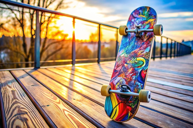 Foto uno skateboard con i colori dell'arcobaleno su di esso