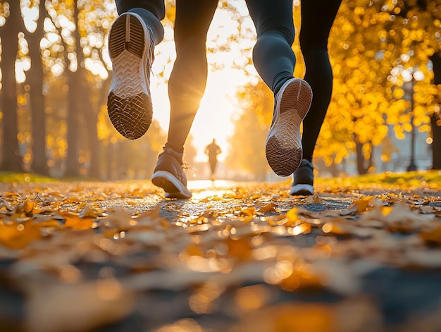 Foto camminata di pratica sportiva nella natura verde di central park