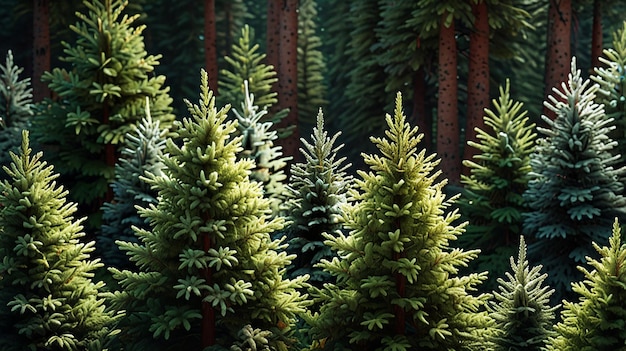 Foto albero di abete, conifera robusta e colorata tutto l'anno