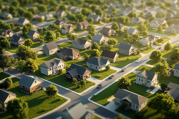 Foto vista aerea del quartiere suburbano