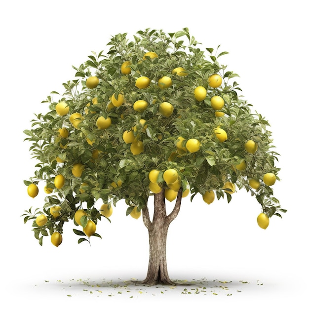 A tree with a fruit on it that has a white background.