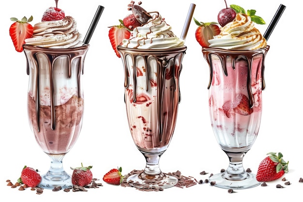 Premium Photo | Variety of Milkshakes and Smoothies on White Background