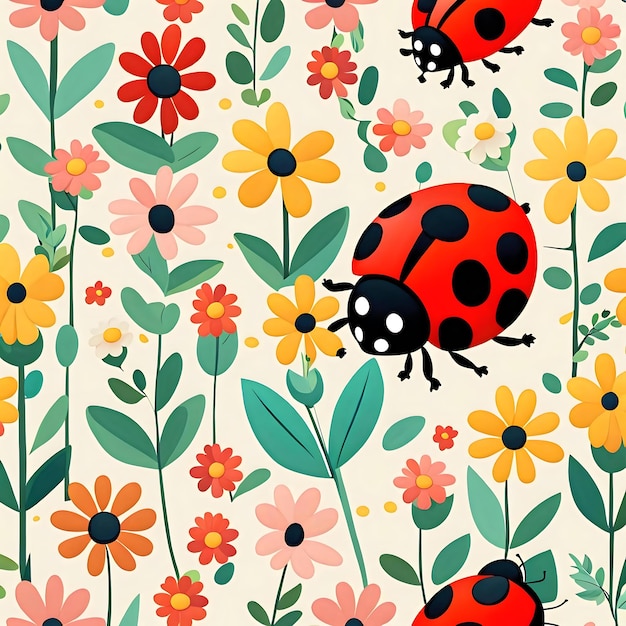 Foto la vivace coccinella dei cartoni animati in un fiore