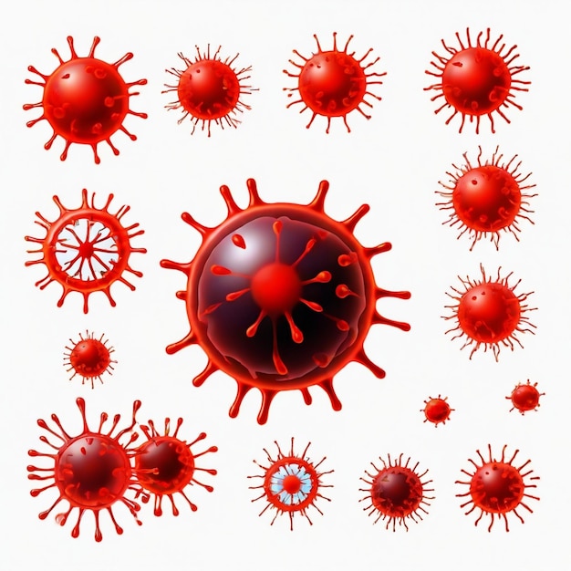 Foto virus nel vettore del flusso sanguigno impostato sullo sfondo bianco isolato un'immagine di alta qualità no