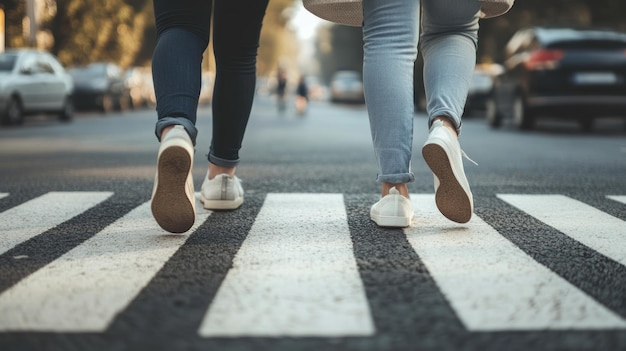 Foto camminare su un passaggio pedonale