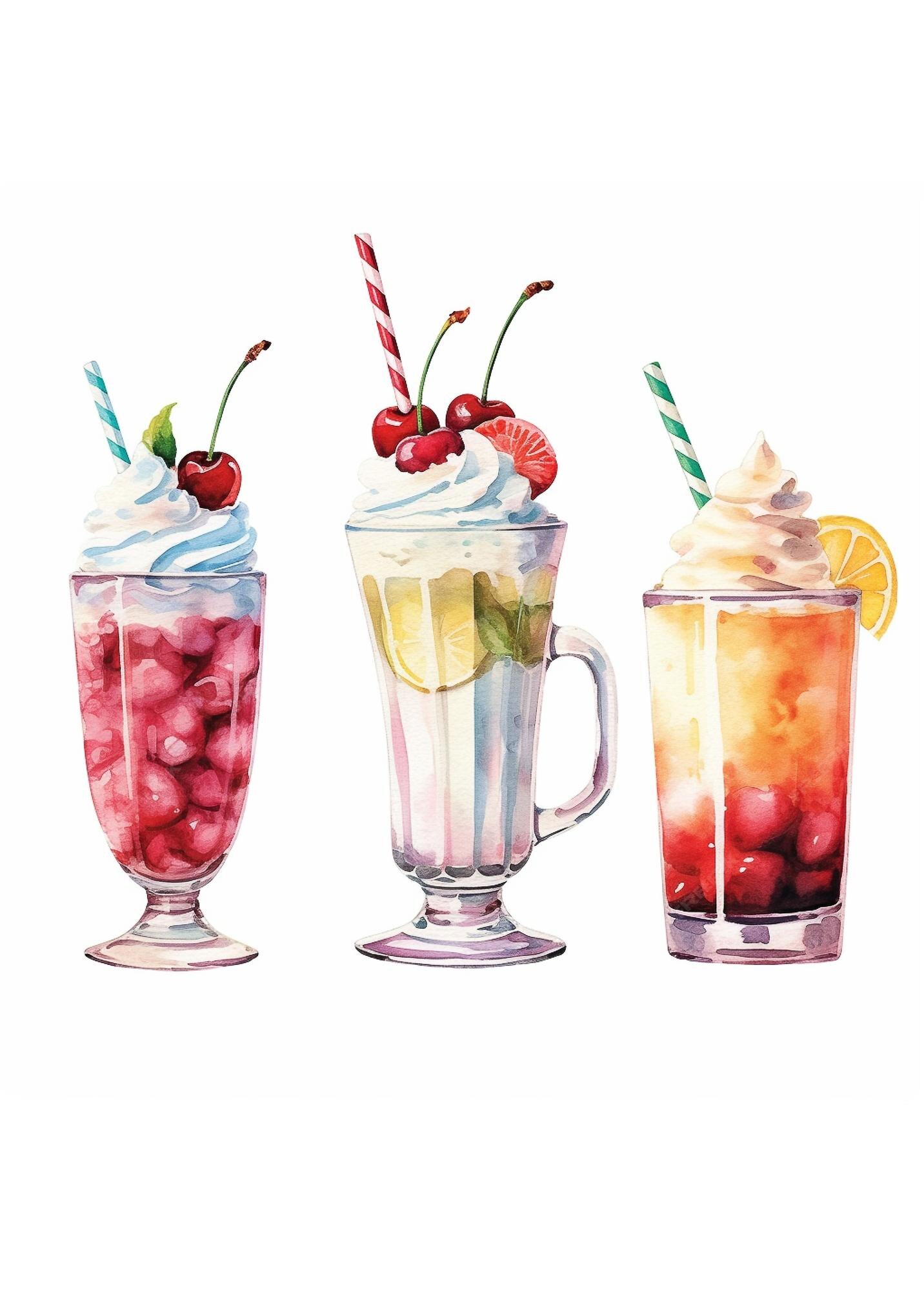 Premium AI Image | Watercolor cocktail illustration set Painted ...