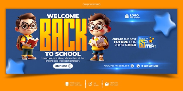 PSD back to school facebook cover banner template